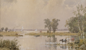 Джаспер Фрэнсис Кропси. На водопое. Бумага, акварель, гуашь, графит. 30,4х52. 1890. Метрополитен-музей.