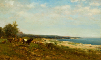 Джеймс Макдугал Харт. Скот у берега. Холст, масло. 35,6х58,4. 1800-е. Частное собрание.