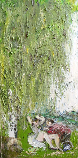 Слепышев Анатолий Степанович. Берёзовая роща. Холст, масло. 100х50. 2002. Частное собрание.