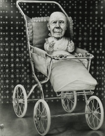 Лори Липтон. Second Childhood. Бумага, карандаш. 88x68,5. 1989. Частное собрание.