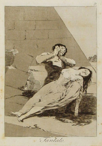 Франсиско Гойя. Тантал. Бумага, офорт. 20х14. 1799. Библиотека Каталонии.