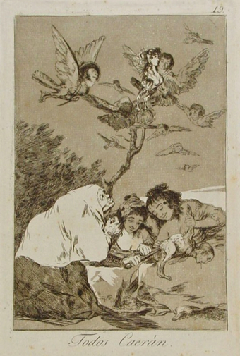 Франсиско Гойя. Все погибнут. Бумага, офорт. 20х14. 1799. Библиотека Каталонии.