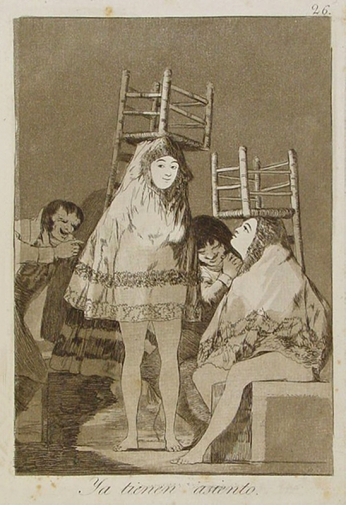 Франсиско Гойя. У них уже есть на что сесть. Бумага, офорт. 20х14. 1799. Библиотека Каталонии.