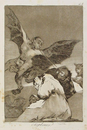 Франсиско Гойя. Доносчики. Бумага, офорт. 20х14. 1799. Библиотека Каталонии.