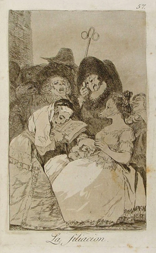 Франсиско Гойя. Родословная. Бумага, офорт. 20х14. 1799. Библиотека Каталонии.