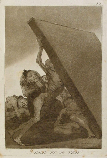 Франсиско Гойя. А они ещё не уходят. Бумага, офорт. 20х14. 1799. Библиотека Каталонии.