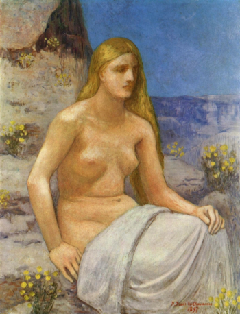 Пьер Сесиль Пюви де Шаванн. Кающаяся Магдалина. Холст, масло. 116х89. 1897. Венгерская национальная галерея.
