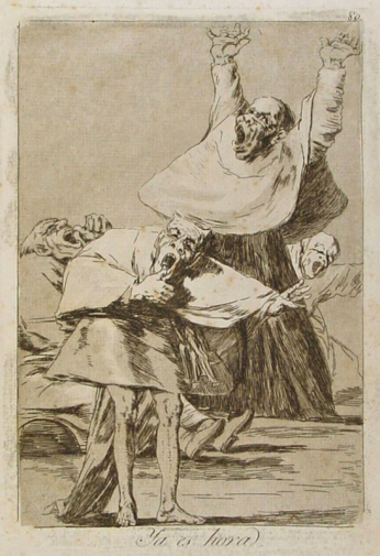 Франсиско Гойя. Уже пора. Бумага, офорт. 20х14. 1799. Библиотека Каталонии.