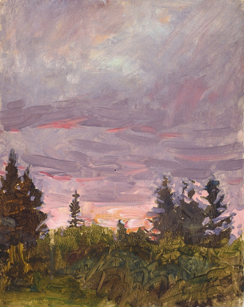 Чирков Александр Иннокентьевич. Закат после дождя. Картон, масло. 33,7х27. 1880-е. Частная коллекция.