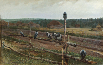 Чирков Александр Иннокентьевич. Мокрые вороны. Холст, масло. 66х104. 1894. Государственная Третьяковская галерея.