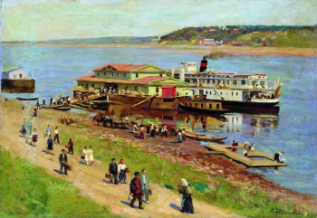 Бычков Вячеслав Павлович. У пристани. Холст, масло. 30х44. Ставропольский краевой музей изобразительных искусств.