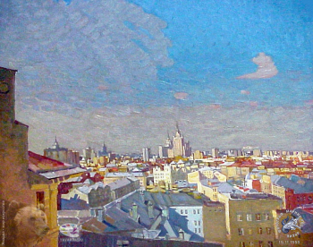 Выставка `Болдинская осень` в ЦДХ. 1999.. Боровской Николай Иванович. Москва. Холст, масло.