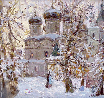 Выставка `Болдинская осень` в ЦДХ. 1999.. Виноградов Леонид Николаевич. Первый снег. Холст, масло. 1998.