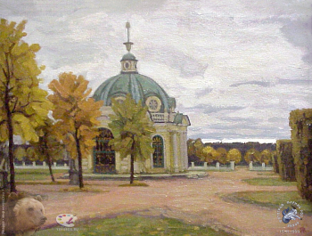 Выставка `Болдинская осень` в ЦДХ. 1999.. Грищенко Юрий Афанасьевич. Грот. Кусково. Холст, масло. 1993.