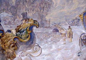 Выставка `Болдинская осень` в ЦДХ. 1999.. Иванов К.К. Накануне. А.С.Пушкин. Оргалит, масло. 1999.