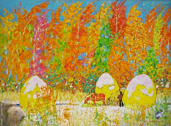 Выставка `Болдинская осень` в ЦДХ. 1999.. Кокурин Валерий Григорьевич. Осенний звон. Холст, масло. 1996.