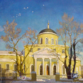 Выставка `Болдинская осень` в ЦДХ. 1999.. Мельникова О.А. Храм Большого Вознесения у Никитских ворот. Холст, масло. 1999.