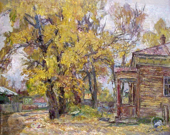 Выставка `Болдинская осень` в ЦДХ. 1999.. Орловский Виталий Абрамович. Сентябрь в истоке. Холст, масло. 1999.