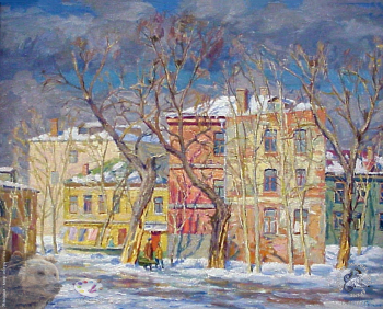 Выставка `Болдинская осень` в ЦДХ. 1999.. Пасько Геннадий Иванович. Мартовский день. 1999.