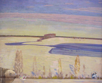 Выставка `Болдинская осень` в ЦДХ. 1999.. Сидоров Валентин Михайлович. Мороз и Солнце. Холст, масло. 1998.
