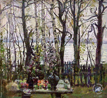 Выставка `Болдинская осень` в ЦДХ. 1999.. Сысолятин Георгий Андреевич. Сентябрь уже наступил. Холст, масло. 1998.