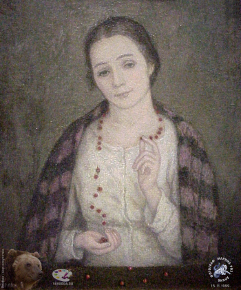 Выставка `Болдинская осень` в ЦДХ. 1999.. Телин Владимир Никитович. Бусы рассыпались. Холст, масло. 1994.