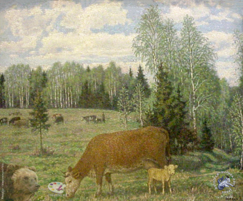 Выставка `Болдинская осень` в ЦДХ. 1999.. Телин Владимир Никитович. Егорьев день. Холст, масло. 1994.