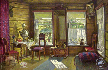 Выставка `Болдинская осень` в ЦДХ. 1999.. Финогенова Млада Контантиновна. Солнечный день. Холст, масло. 1995.