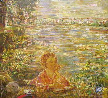 Выставка `Болдинская осень` в ЦДХ. 1999.. Чаругин Николай Петрович. А.С.Пушкин. Холст, масло. 1981-1999.