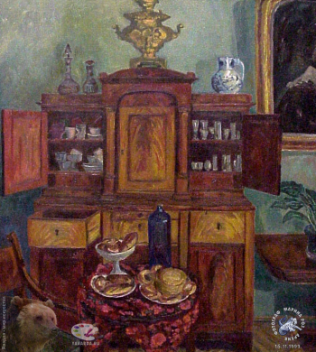 Выставка `Болдинская осень` в ЦДХ. 1999.. Щербакова Г.В. Натюрморт с хлебом. Холст, масло. 1991.
