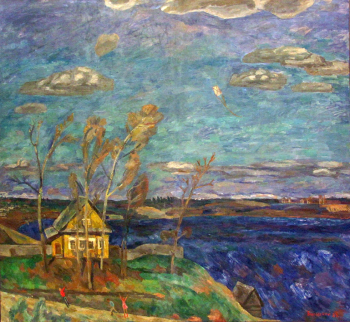 Браговский Эдуард Георгиевич. Над озером. Холст, масло. 240х260. 1985. Частное собрание.