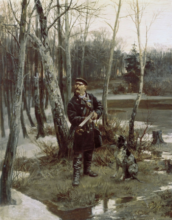 Прянишников Илларион Михайлович. На тяге. Холст, масло. 53х44. 1881. Тверская областная картинная галерея.