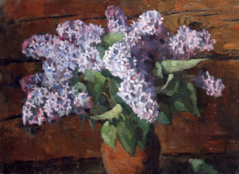 Горский Андрей Петрович. Сирень. Картон, масло. 37х50. 1993. Частное собрание.