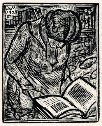 Митрохин Дмитрий Исидорович. Женщина с книгой. Бумага, ксилография. 61х50. 1928. Частное собрание.