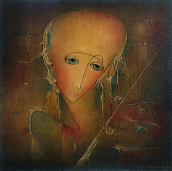 Чхаидзе Омар Валерьянович. Паганини. Холст, масло. 38х38. 1996. Частное собрание.
