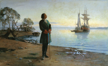 Добровольский Николай Флорианович. Здесь будет город заложён. Холст, масло. 108х177. 1880. Центральный военно-морской музей имени императора Петра Великого.
