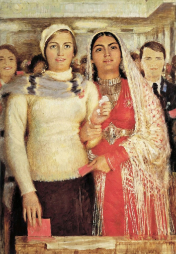 Самохвалов Александр Николаевич. Делегатки. Холст, масло. 139х98. 1939. Государственный Русский музей.