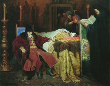 Шварц (Швартц) Вячеслав Григорьевич. Иоанн Грозный у тела убитого сына. Холст, масло. 71х89. 1864. Государственная Третьяковская галерея.