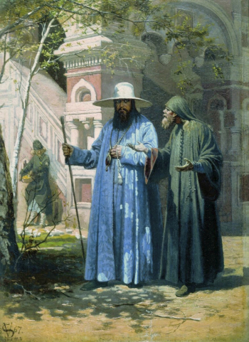 Шварц (Швартц) Вячеслав Григорьевич. Патриарх Никон в Новом Иерусалиме. Дерево, масло. 21х16. 1867. Государственная Третьяковская галерея.