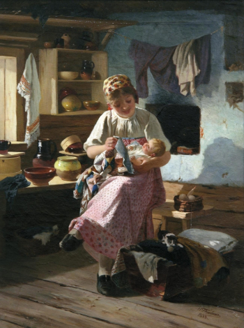 Пелевин Иван Андреевич. Первенец. Холст, масло. 71х53. 1888. Государственный Русский музей.