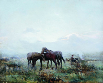Васильковский Сергей Иванович. Казачий пикет. Холст, масло. 32х39. 1888. Харьковский художественный музей.