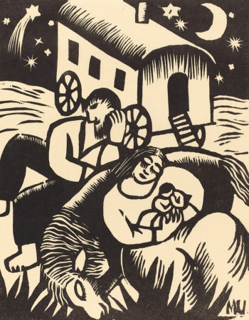 Мария Уден. Отдыхающие цыгане. Бумага, ксилография. 41,2х30,5. 1918. Национальная галерея искусства (Вашингтон).