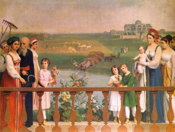 Антонио Бруни. Урожай (Усадьба Марьино). Холст, масло. 43,1х57,5. 1820-е. Курский областной краеведческий музей.