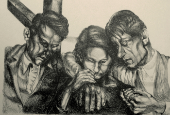 Филип Эвергуд. Скорбящие фермеры. Бумага, литография. 21,8х31. 1937. Частное собрание.