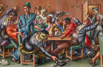 Пол Кадмус (Пол Кадмюс). Кафетерий Гринвич-Виллидж. Холст, масло. 71,1х101,6. 1934. Музей современного искусства (Нью-Йорк).