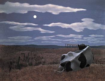 Алекс Колвилл. Корова под Луной. Панель, масло. 68,5х91,4. 1963. Частное собрание.