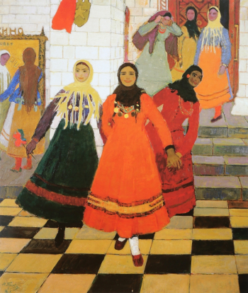 Греку Михаил Григорьевич. Чадыр-Лунгские девушки. Холст, масло. 200х180. 1959-1960. Национальный музей изобразительного искусства (Кишинев).