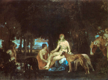 Ханс фон Маре. Купание Дианы. Холст, масло. 95х134. 1863. Новая пинакотека (Мюнхен).