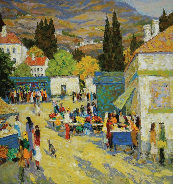 Жарков Юрий Дмитриевич. Базар в Гурзуфе. Холст, масло. 120х110. 1992-2003. Собрание семьи художника.