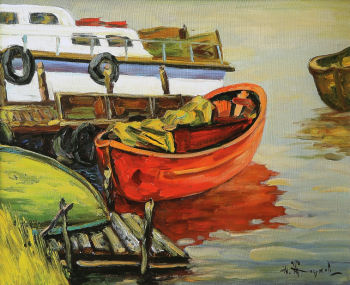 Жарков Юрий Дмитриевич. Красная лодка. Холст, масло. 65х80. 2007. Собрание семьи художника.